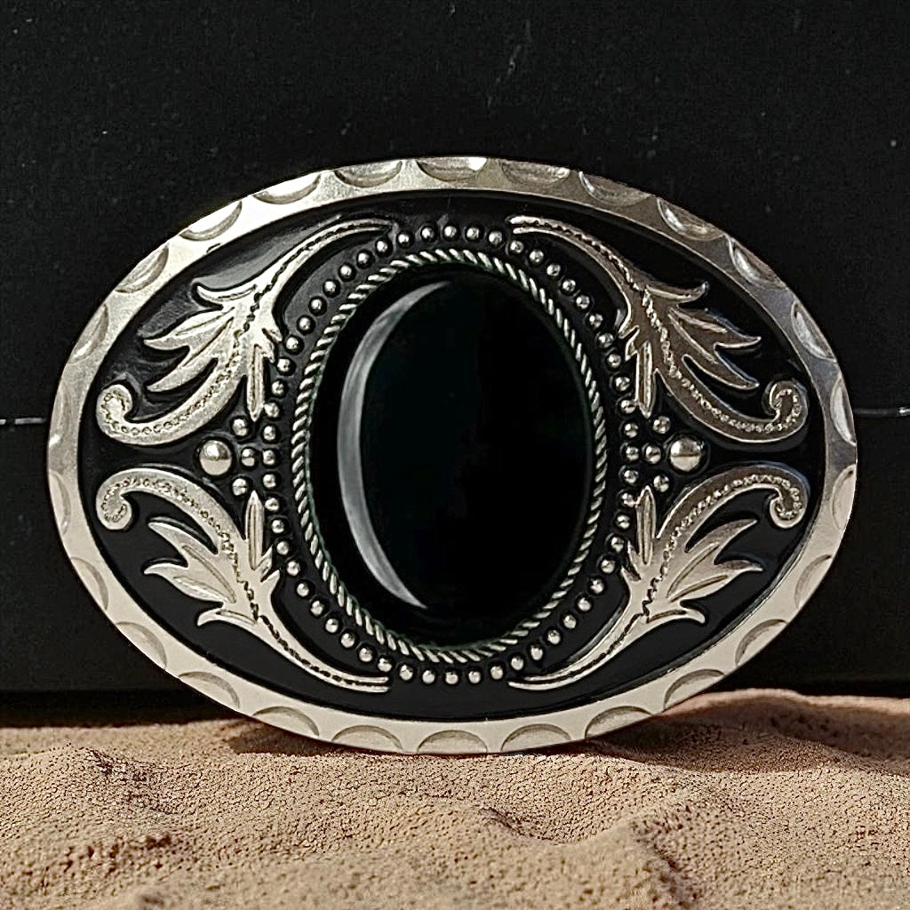 Black Onyx Belt Buckle Cowboy Western Accessory