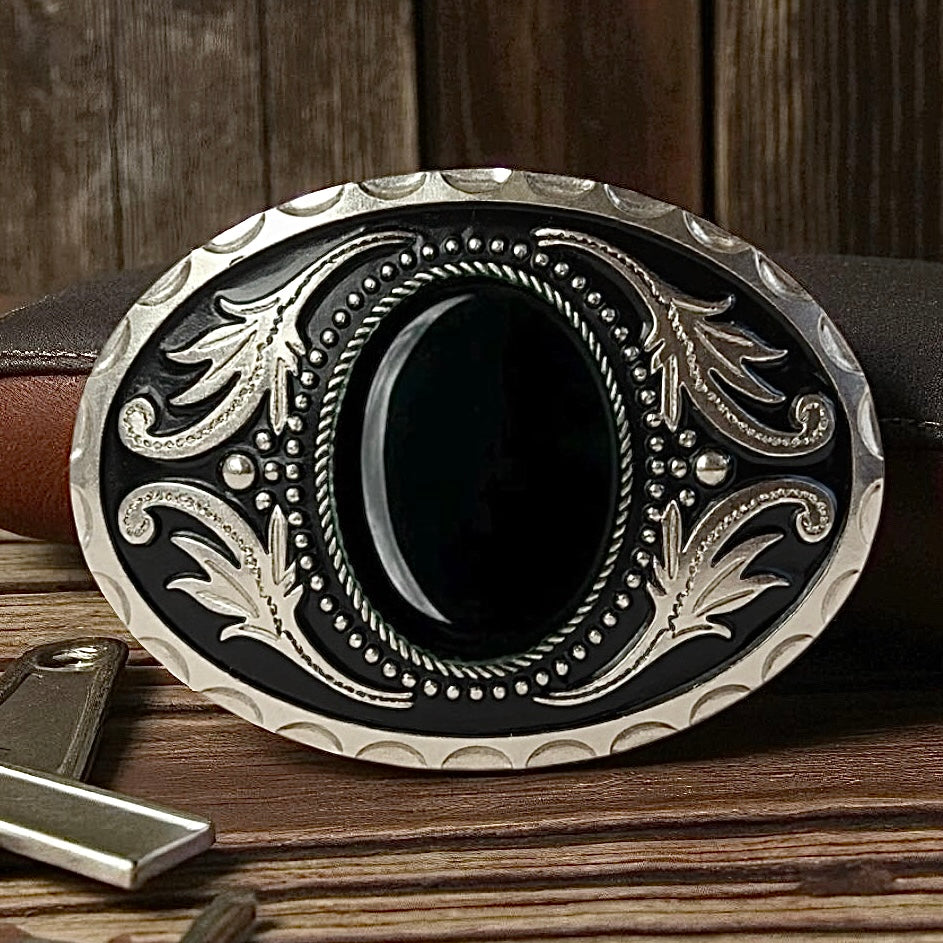 Black Onyx Belt Buckle Cowboy Western Accessory
