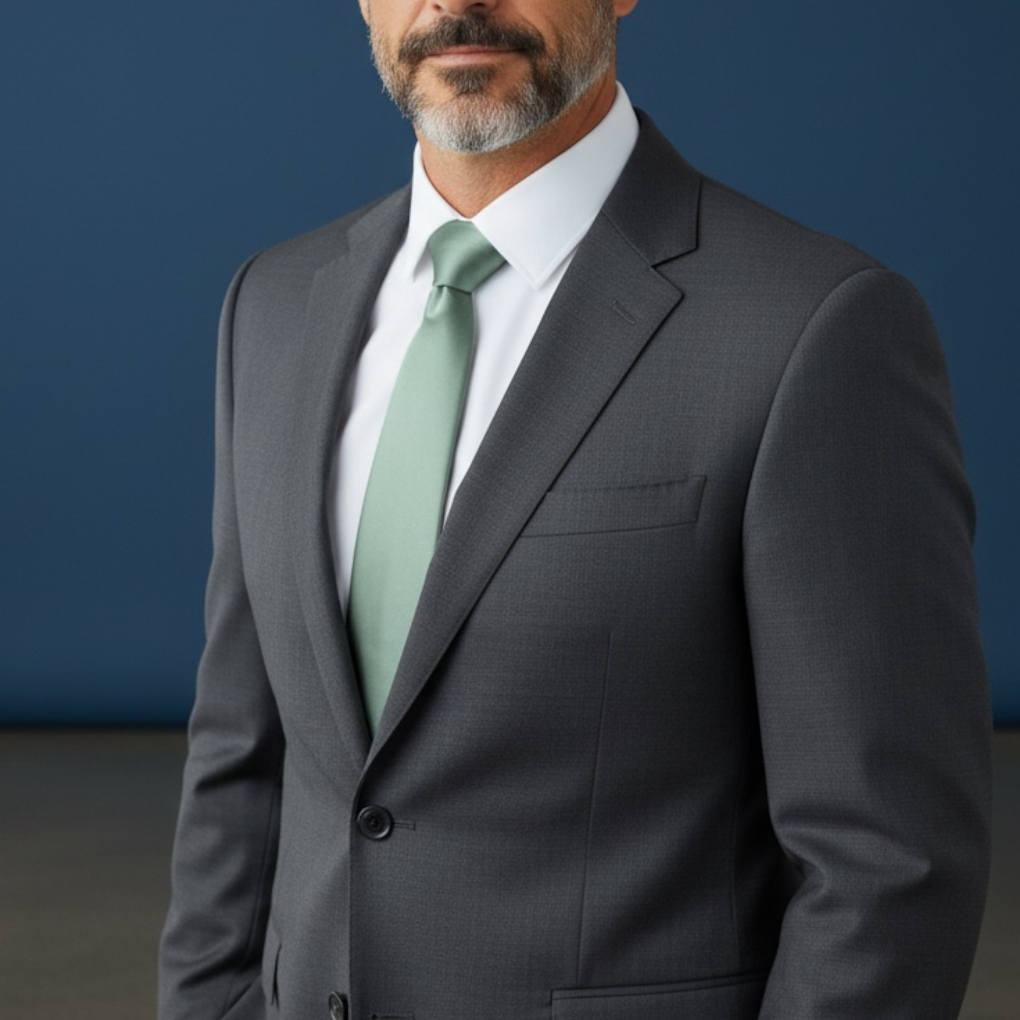 Groomsman wearing a Sage tie for a wedding.