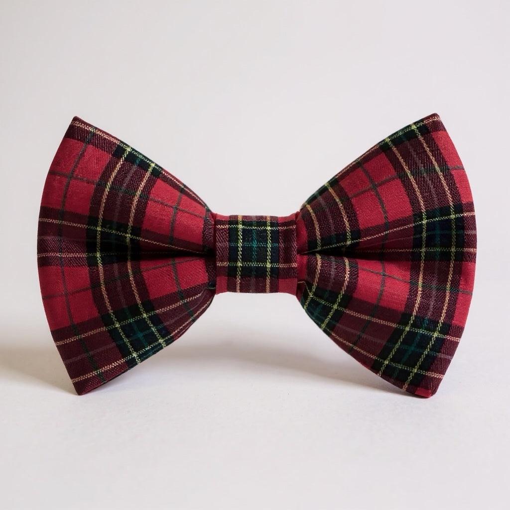 Red Plaid Christmas Bow Tie- Holiday Tartan