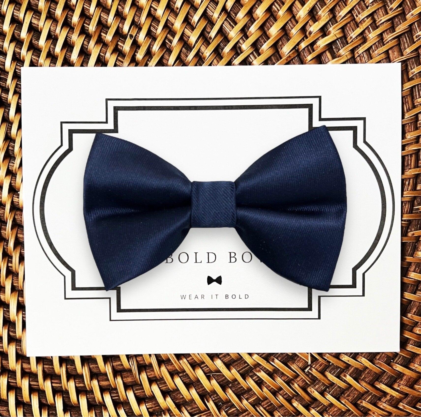Navy Blue Satin Bow Tie for Dog Collar or Cat Collar- perfect for a dog wedding outfit.
