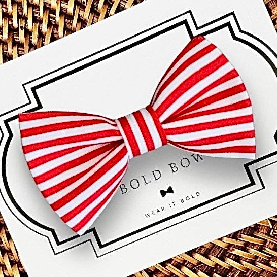 Red and White Striped Dog Bow Tie for Dog Collar and Cat Collar
