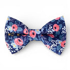 Navy floral bow tie for a wedding or groomsmen or ring bearer bow tie on a white background