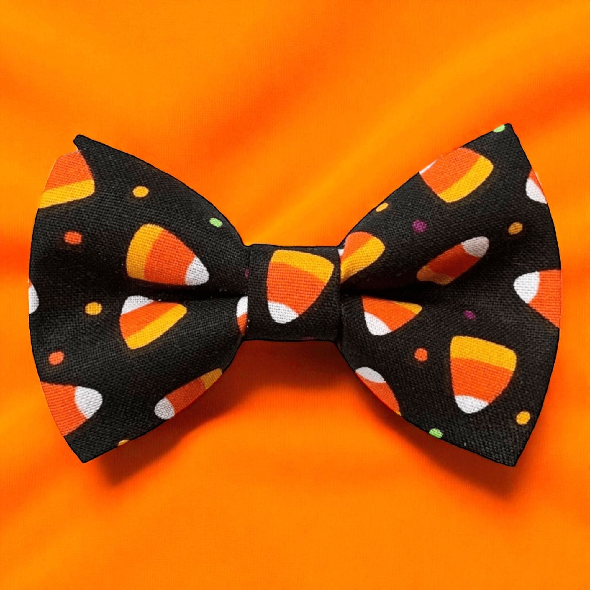 Candy Corn Bow Tie- Halloween Bowtie on Orange background