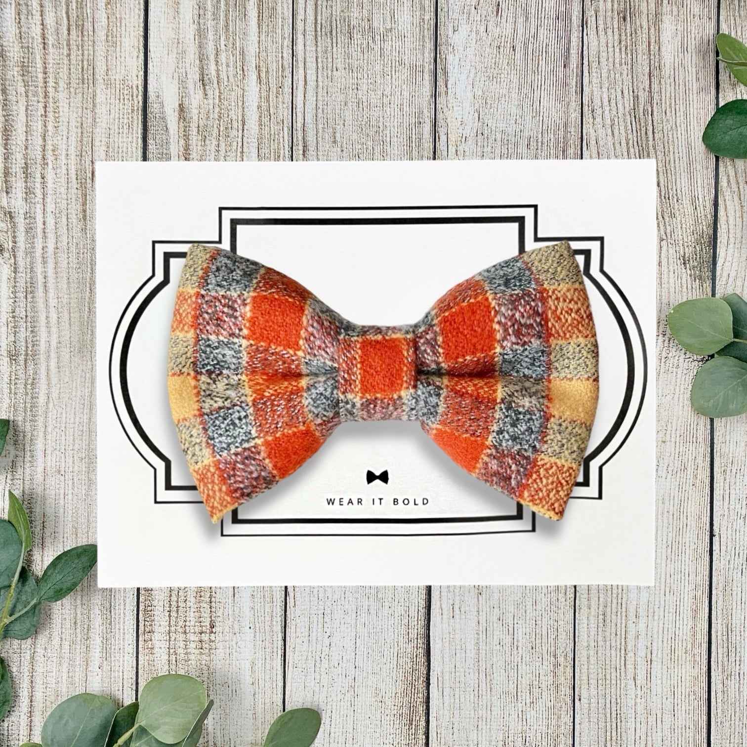Fall Flannel Dog Bow Tie for Dog and Cat Collar for Thanksgiving and Autumn
