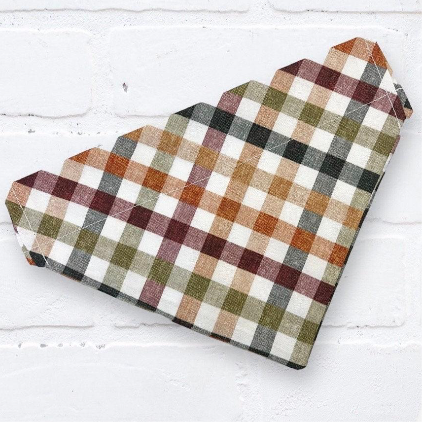 Dog Bandana- Fall Autumn Orange Plaid for Thanksgiving and Halloween