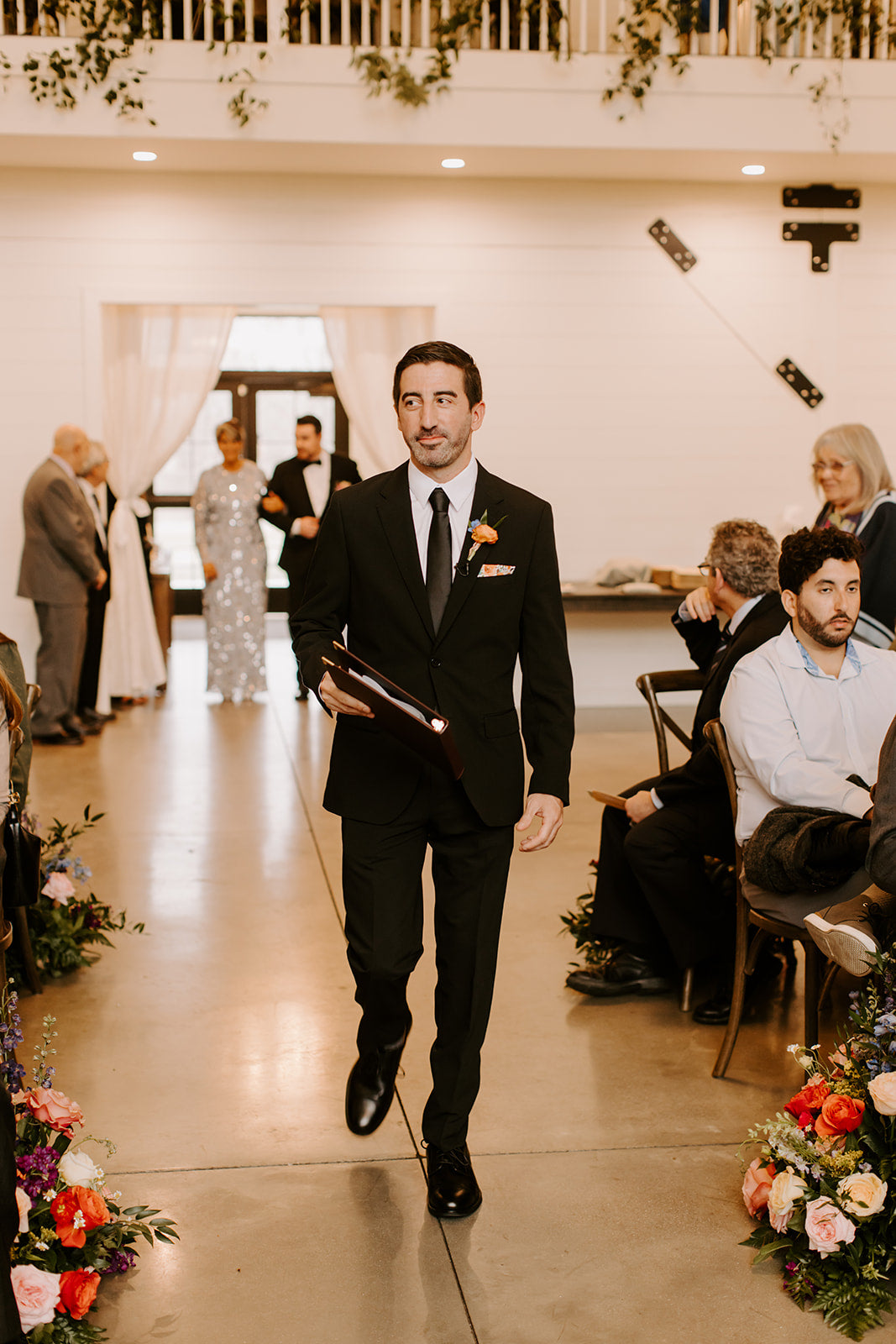Black Men’s Tie for Wedding being worn by a wedding guest.