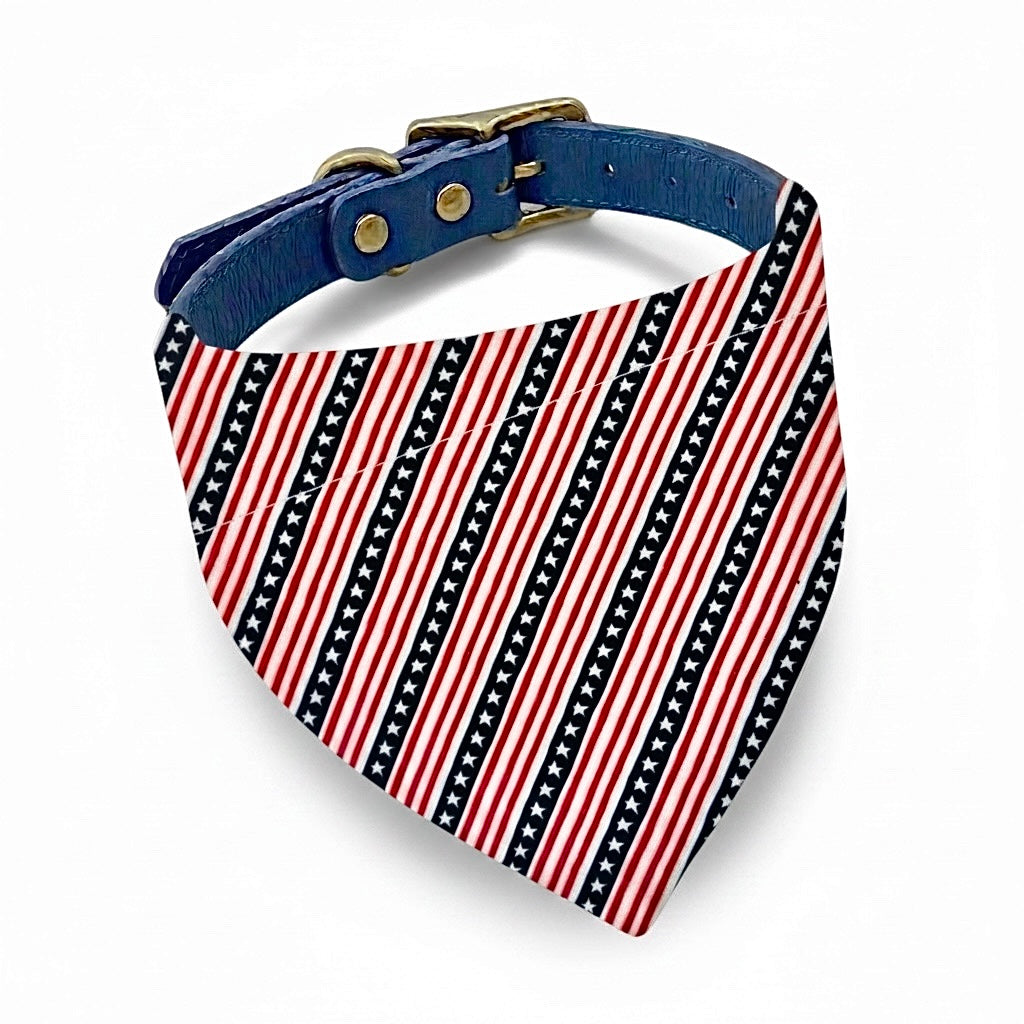 Fourth of July dog bandana in Stars and Stripes in red white and blue.