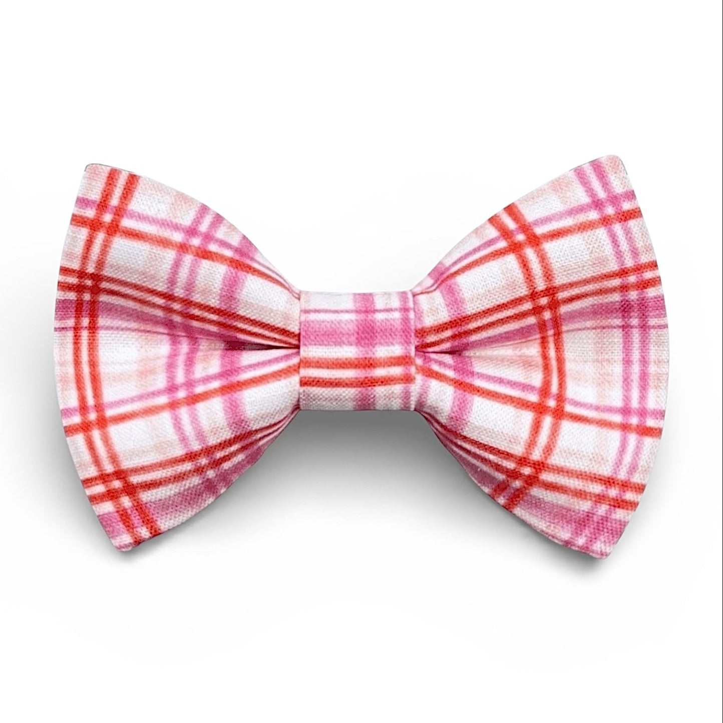 Plaid bow tie with red and pink pattern for Valentines Day on a white background
