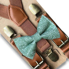 Floral Sage bow tie and suspenders for men, boys, toddlers and babies.
