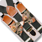 Taupe Autumn Floral Bow Tie & Olive Suspenders Set for men boys and toddlers.