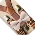 Tan Bow Tie and Suspenders Set- Almond  Biscotti 