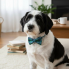 Lucky Dog St. Patrick’s Day Dog Bow Tie for Collar Accessory On a white and black dog.