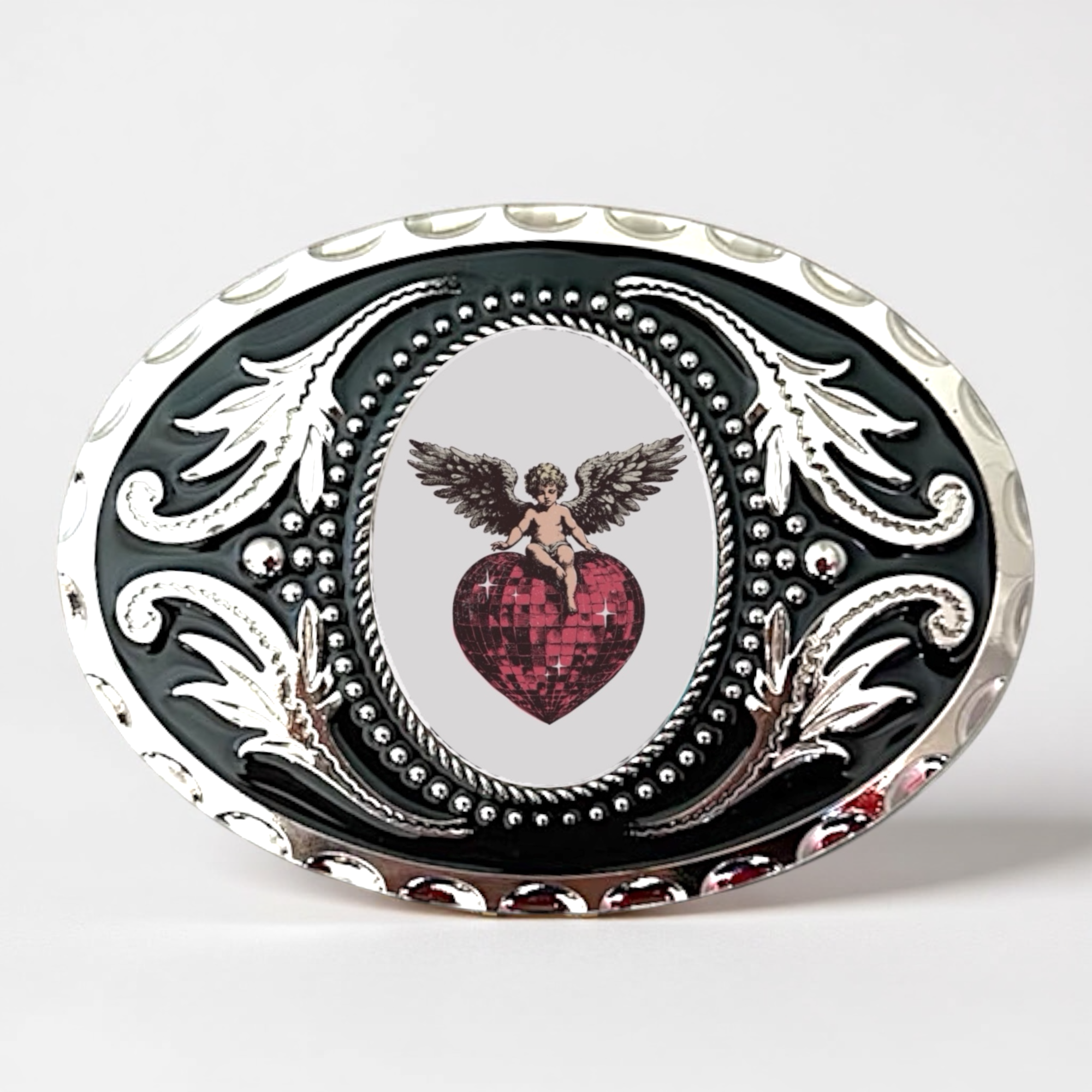 Valentine’s Day Belt Buckle with Hearts, Cupid Western Accessory