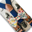 Floral bow tie and suspenders for boys men and babies.