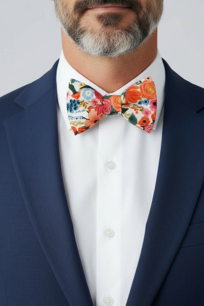 Floral Bow Tie- Rifle Paper Co Garden Party Fabric For a groomsman.