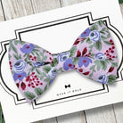 Lavender floral dog bow tie for a dog wedding ring bearer bowtie.