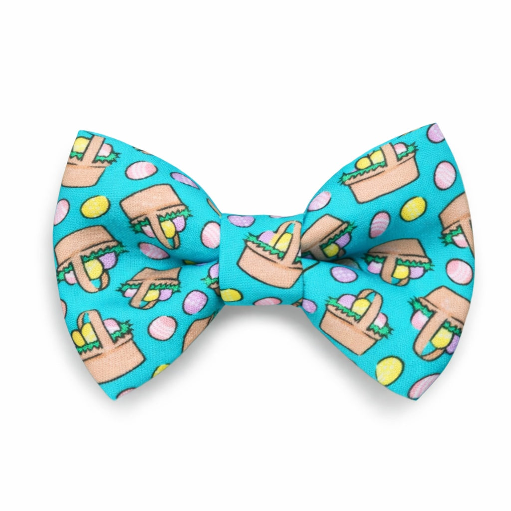 Blue Easter Bow Tie- Easter Baskets with eggs.