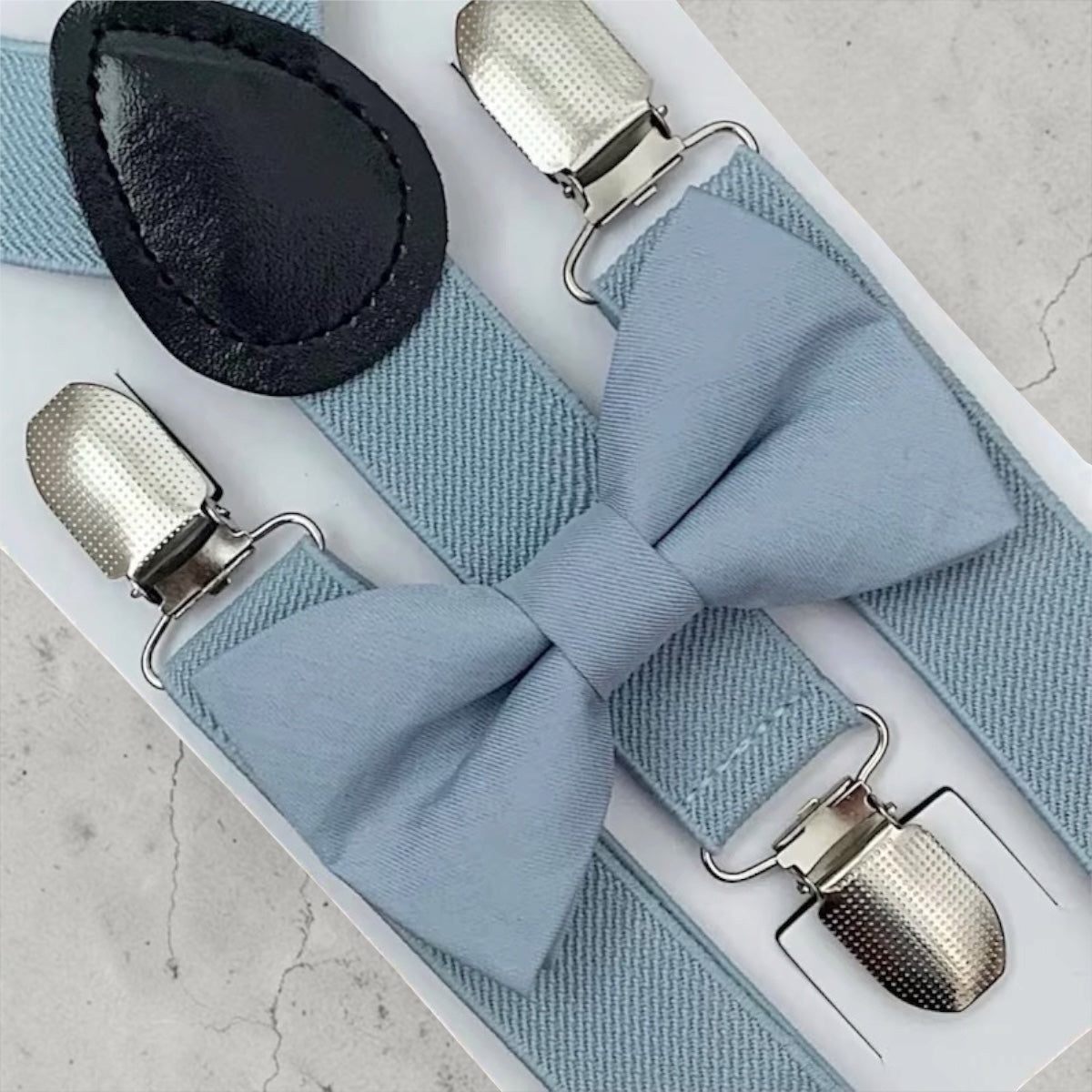 Dusty Blue Bowtie and Suspenders Set- Handmade by The Bold Bow Tie