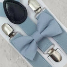 Dusty Blue Bowtie and Suspenders Set- Handmade by The Bold Bow Tie