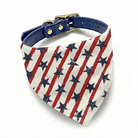 Fourth of July dog bandana in red white and blue.