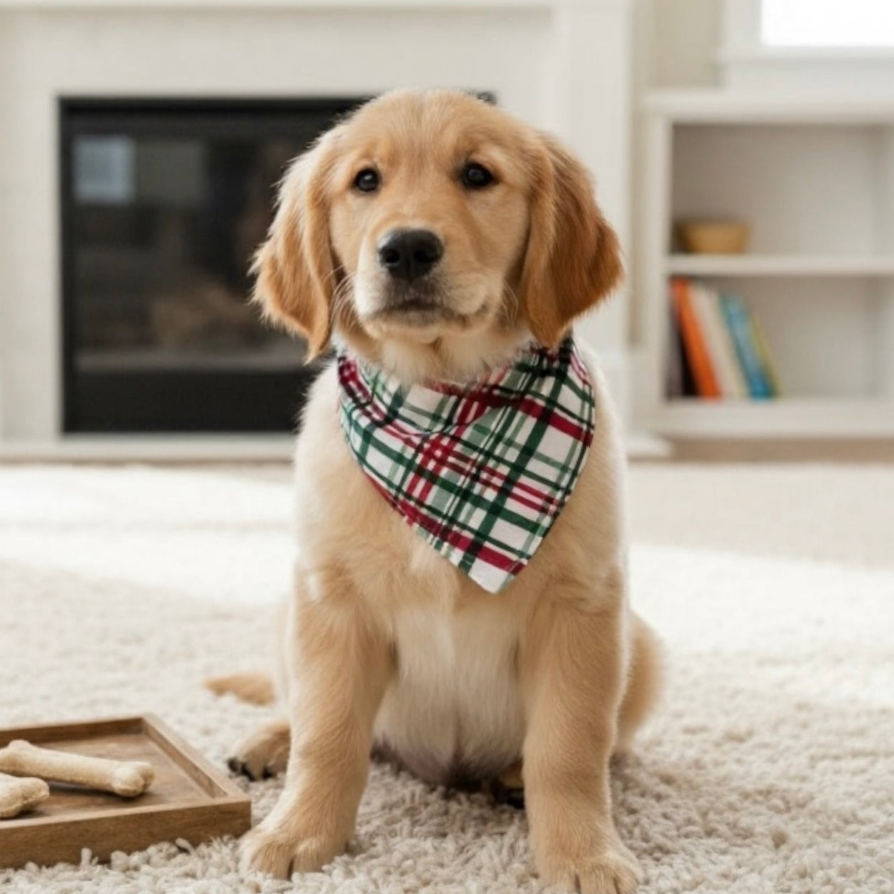 Holly Jolly Christmas Plaid Dog Bandana 