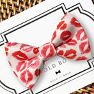 Valentines dog bowtie with lips in red and white.