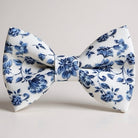 French Blue and White Floral Men’s Bow Tie