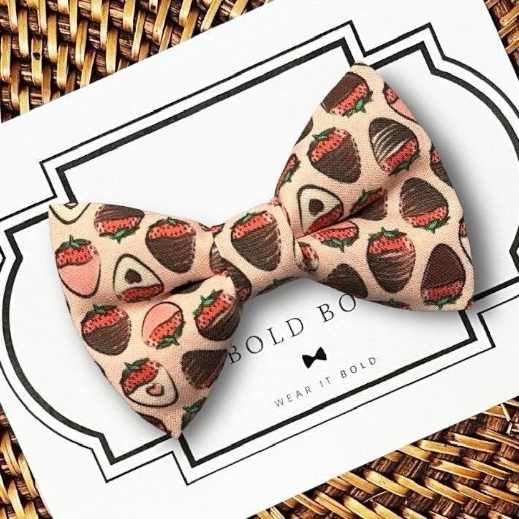 Chocolate Strawberry Dog Bow Tie – Valentine’s Day Dog & Cat Collar Accessory