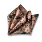 Floral pocket square in taupe for men in autumn weddings, groomsmen wedding accessories.