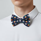Blue necktie featuring hopping white rabbits festive accessories for Sunday brunch church outfit