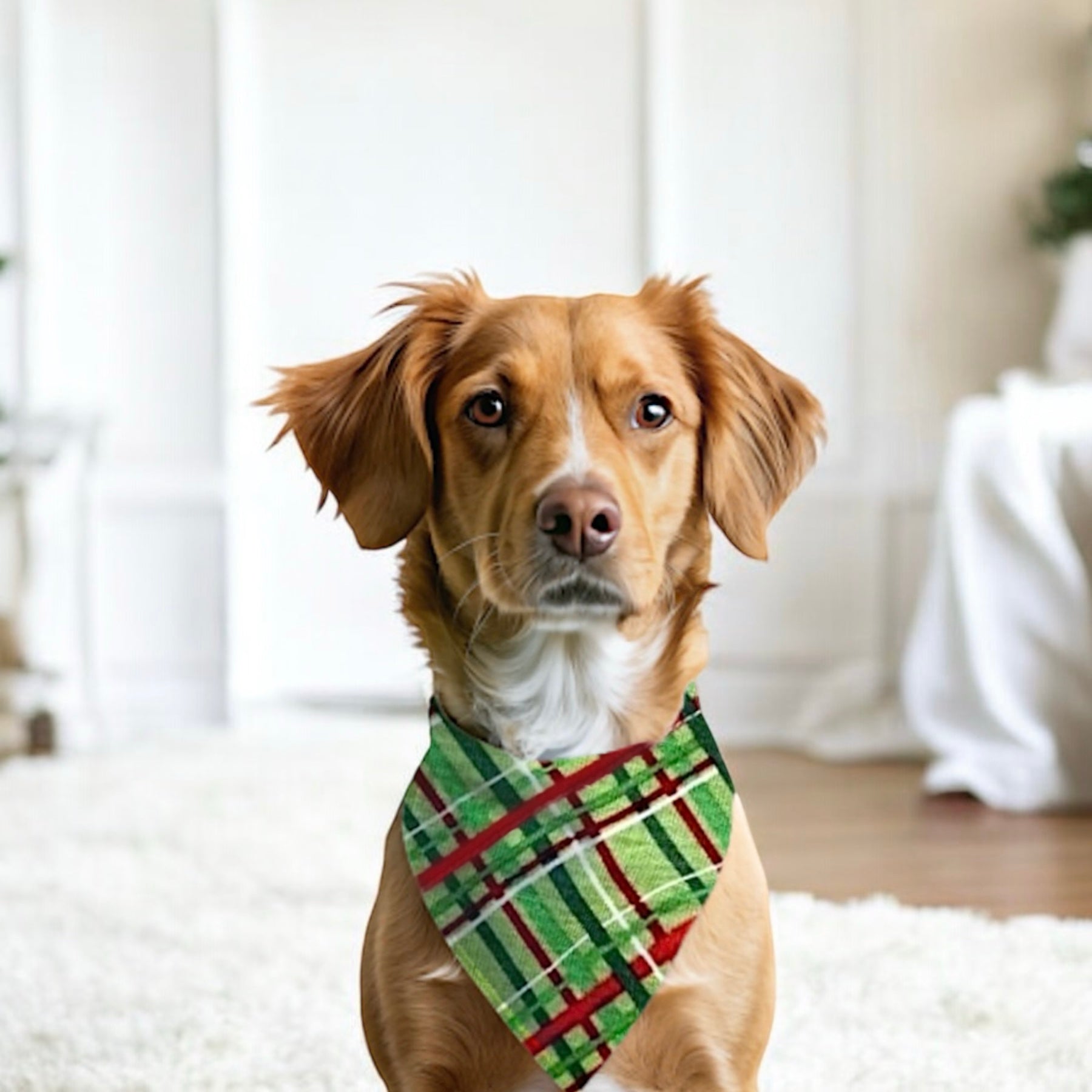 Royal Plaid Christmas Tie-On Dog Bandana hotsell