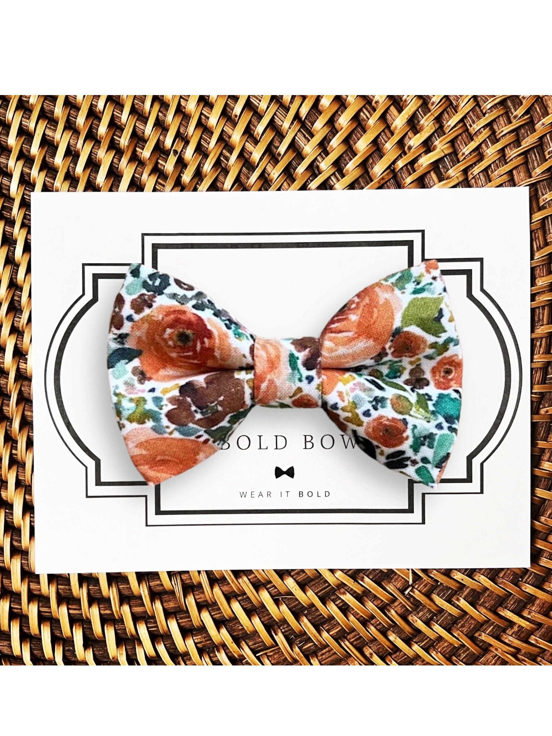 Sunset Floral Burnt Orange Men’s Bow Tie for wedding