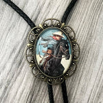 Load image into Gallery viewer, Bolo Tie- Rodeo Cowboy Riding Black Horse
