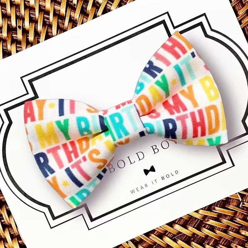 Colorful Birthday Bow Tie for Dog and Cat Collar