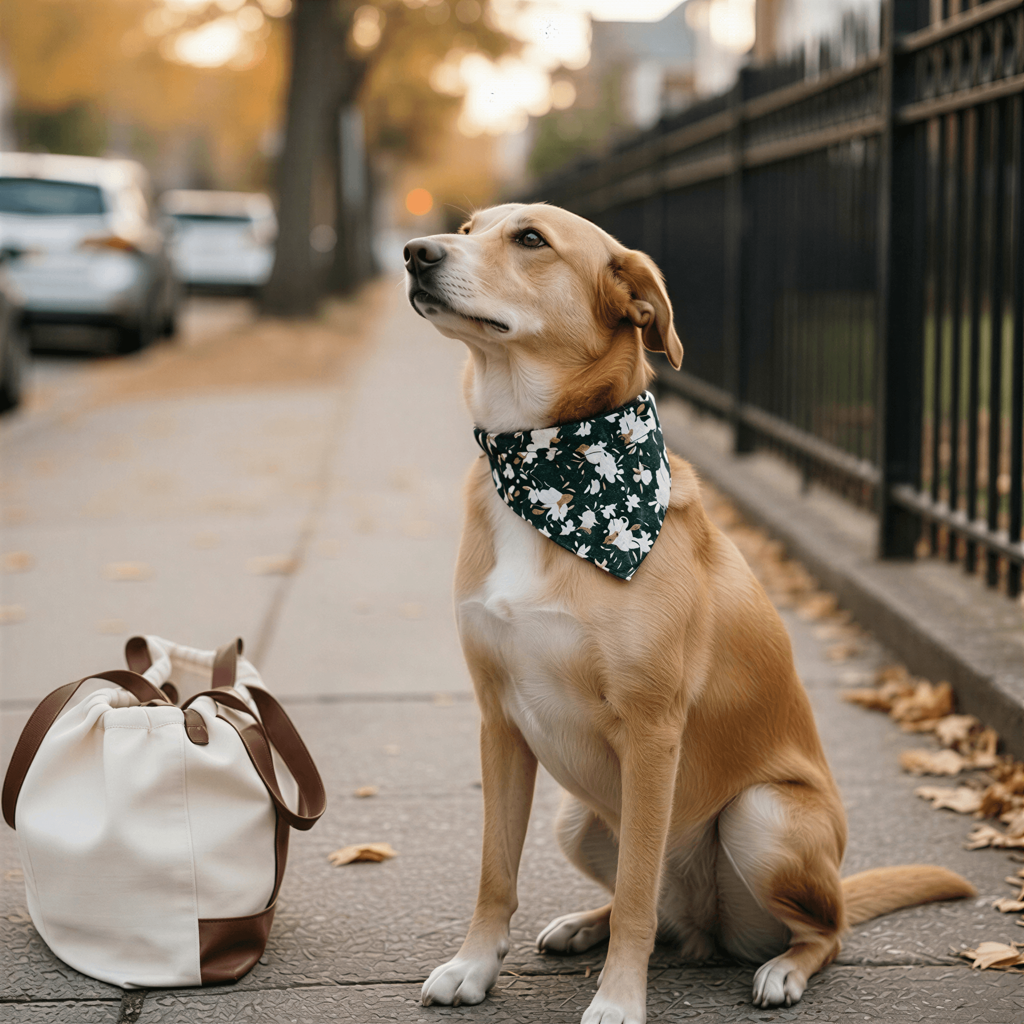Dog in emerald green dog bandana.