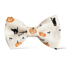 Boho Halloween Bow tie with pumpkins, ghosts and black cats.