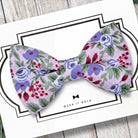 Lavender floral dog bow tie for a dog wedding ring bearer bowtie.