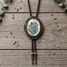 Dusty blue wedding bolo tie for men and women.