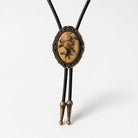 Mens retro floral necklace traditional western wear handcrafted jewelry blush blooms green leaves.