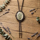 Wedding bolo tie with sage green flowers for groomsmen gift for him.