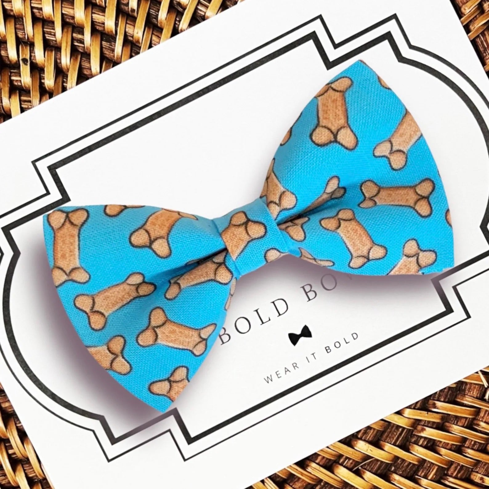 Blue Dog Bone Bow Tie for Dog and Cat Collar