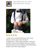 Load image into Gallery viewer, Navy Blue Satin Bow Tie &amp; Navy Suspenders Set
