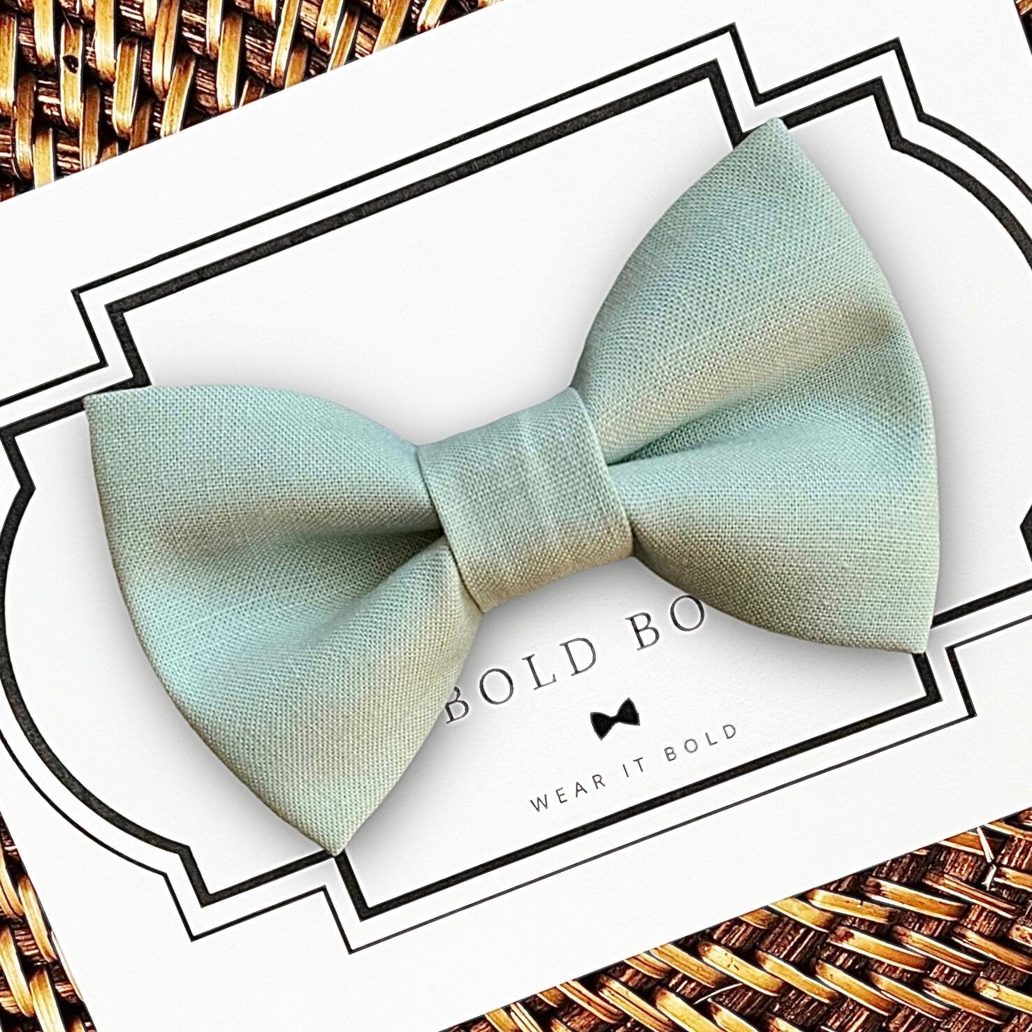 Cotton Sage Bow Tie for Dog Collar or Cat Collar
