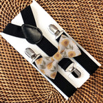 Load image into Gallery viewer, Sunflower Bow Tie &amp; Black Suspenders Set
