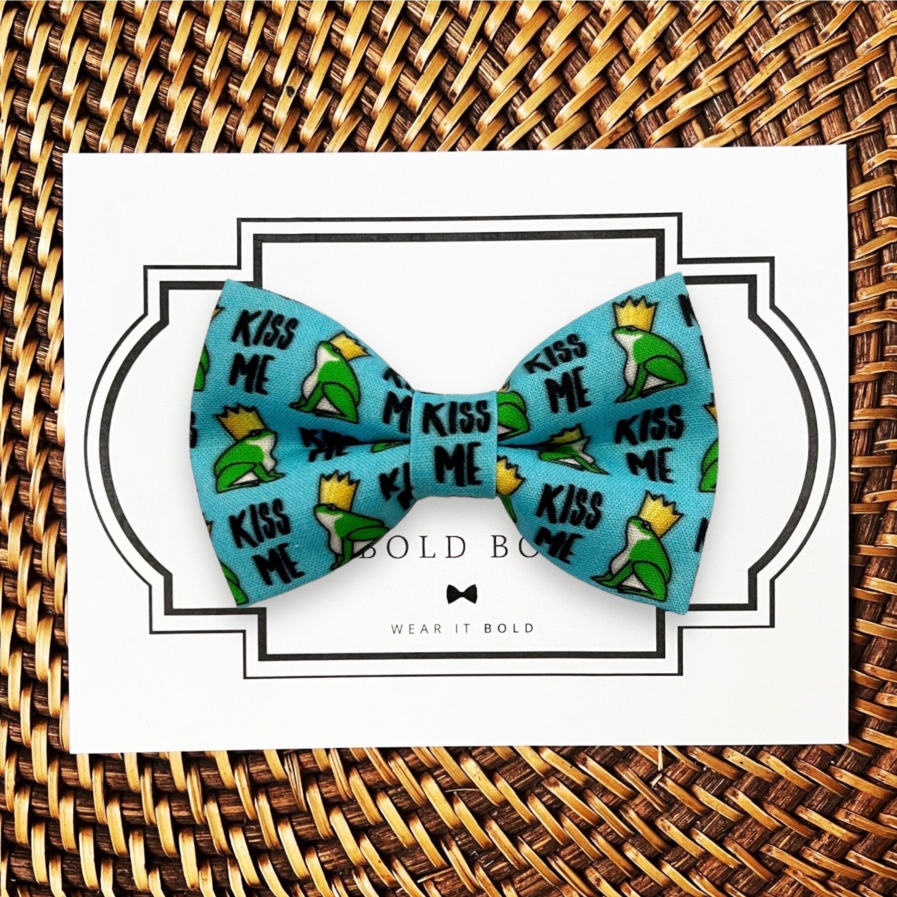 Kiss Me Frog Prince Bow Tie for Dog Collar or Cat Collar