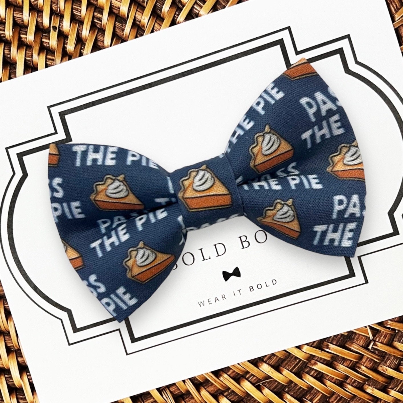 Pass the Pie Thanksgiving Bow Tie for Dog Collar or Cat Collar