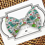 Load image into Gallery viewer, dinosaur Christmas dog bow tie on a white card.

