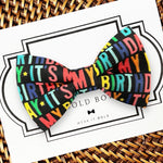 Load image into Gallery viewer, Colorful Birthday Bow Tie on Black for Dog Collar or Cat Collar
