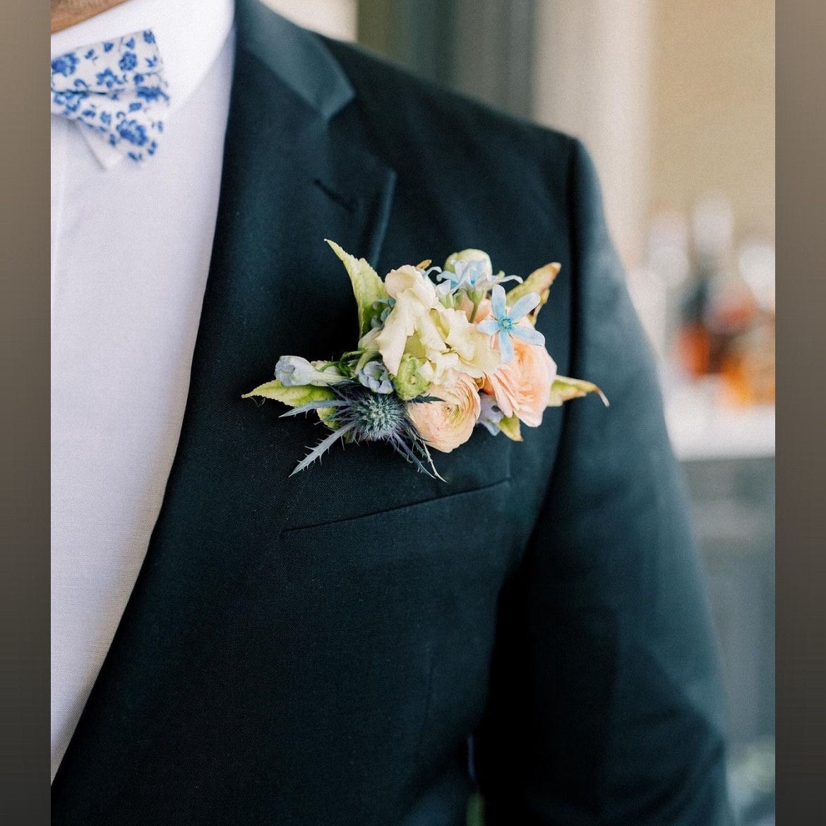 Floral Blue Necktie for Dusty Blue Wedding, Mens Floral Ties for Wedding Groomsmen Ties